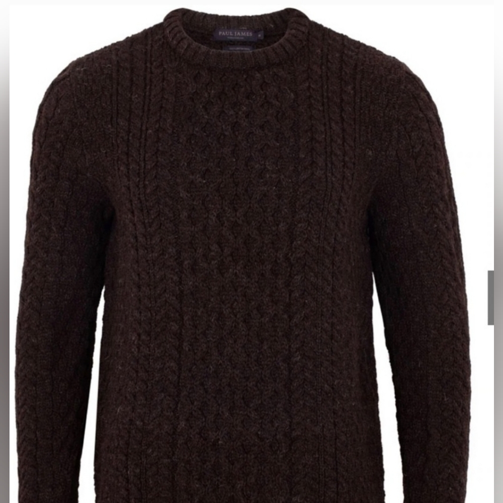Paul James British Wool Fisherman cable jumper nwt